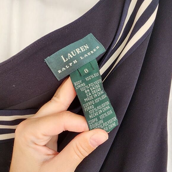 VTG Lauren Ralph Lauren Classic 100% Silk One Shoulder Maxi Dress Sz 8 Old Money - Picture 6 of 9